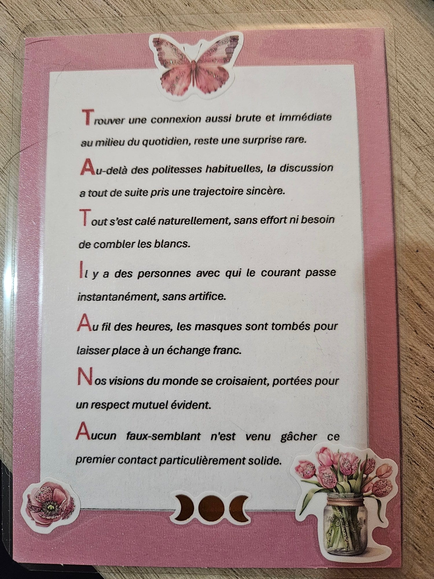 Acrostiche plastifié